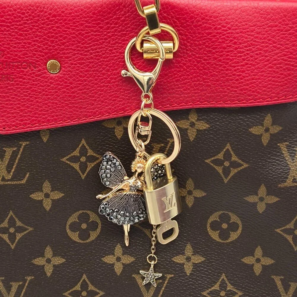Authentic Louis Vuitton Gold Padlock 🔑 Unbranded Fairy Keychain Bag Charm LV